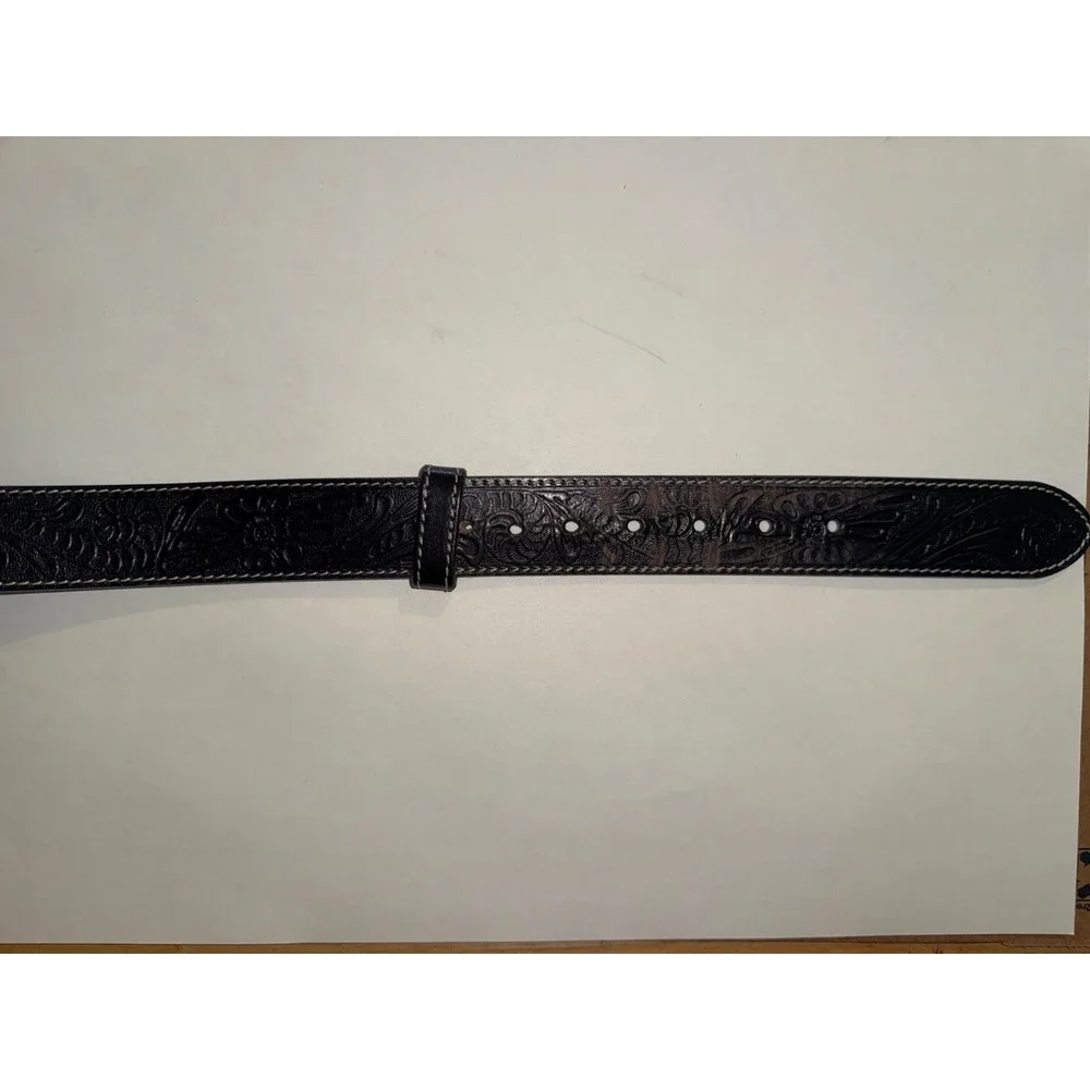Belts BS118 SZ36 Genuine Full Grain Western Floral Engraved Tooled Leather Belt